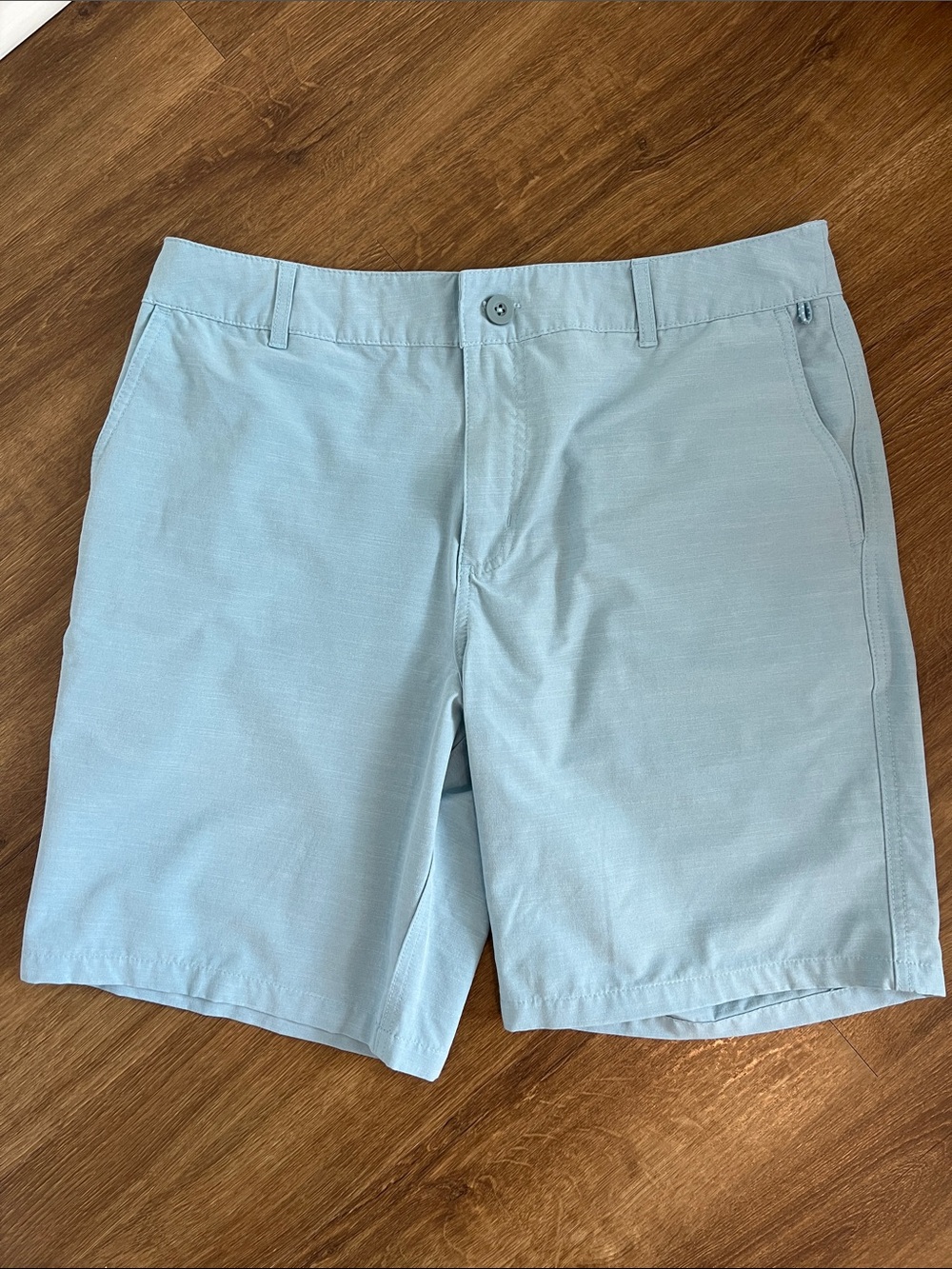 Men's Light Blue Flat-Front Shorts